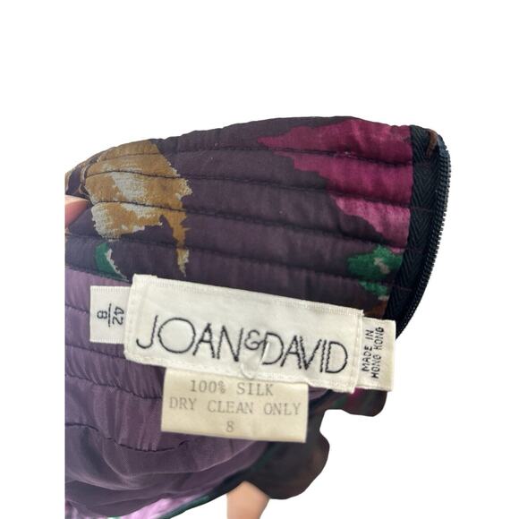 Vintage Skirt Women's 8 Silk 90s A-line Multicolor Floral Purple Romantic Y2K - Picture 8 of 9